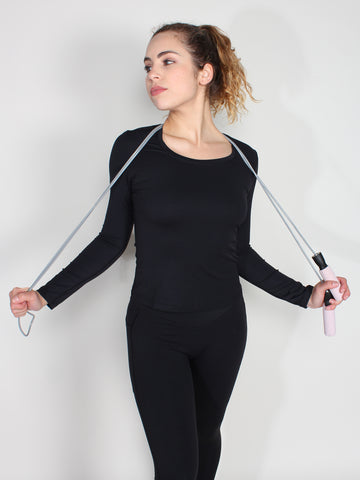 Long sleeve soft touch top - black