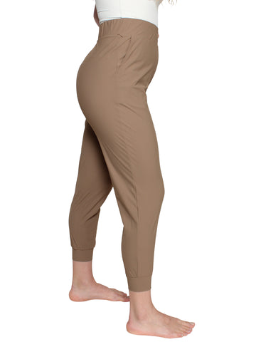 Extra High Waist Crop Cuff Pants - Tan