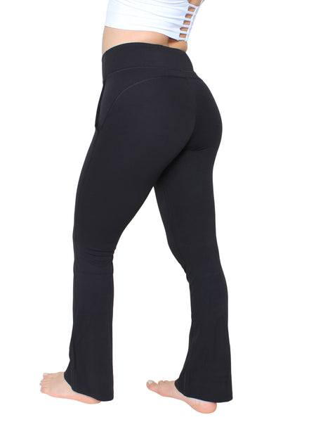 Flared Seam Front City Tights - Black