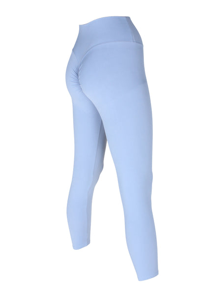 High Waist Ruched Back Tights - River Blue
