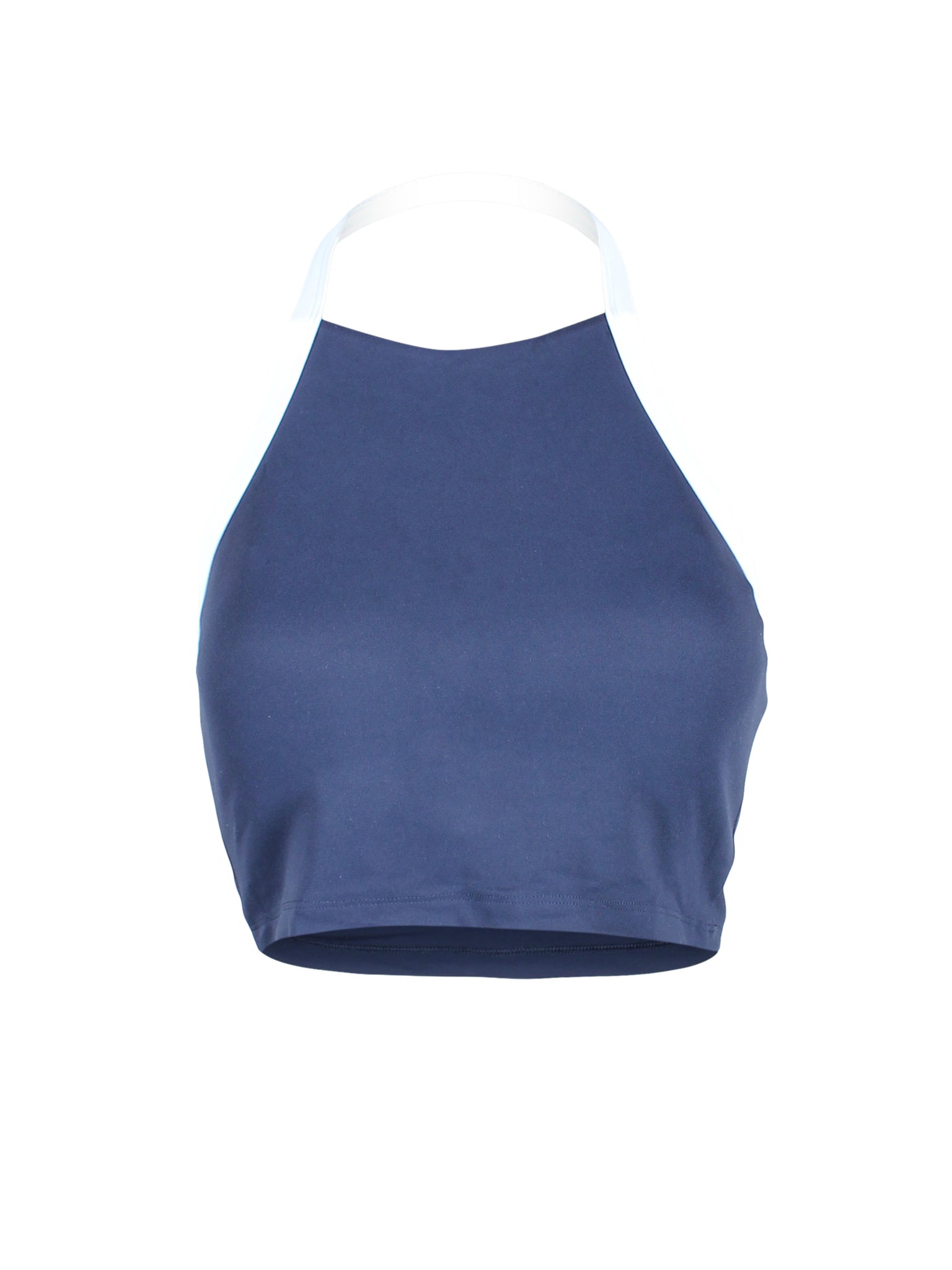 Seamless Halter Sports Crop - Navy/White