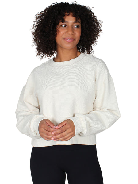 Oversized textured sweater - cream