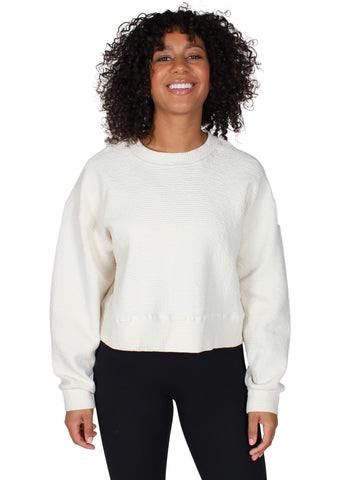 Oversized textured sweater - cream