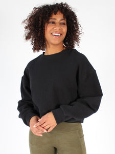 Oversized textured sweater - black