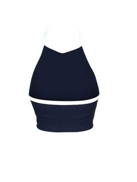Seamless Halter Sports Crop - Black/White