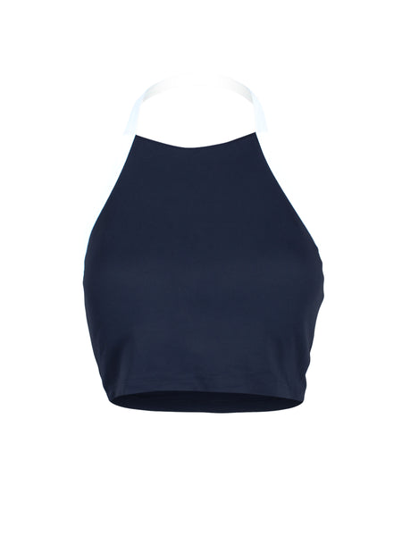 Seamless Halter Sports Crop - Black/White