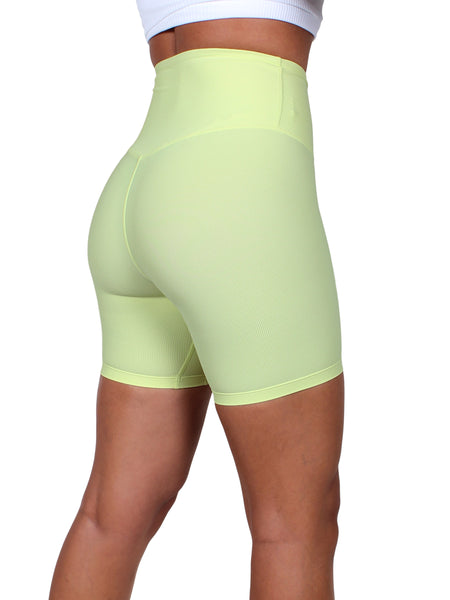 Sculpted Seamless Ribbed Bike Shorts - Lemon