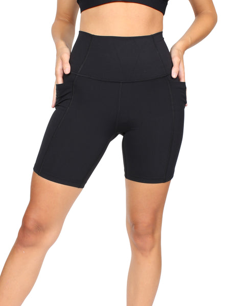 Extra comfy high waist bike shorts - black