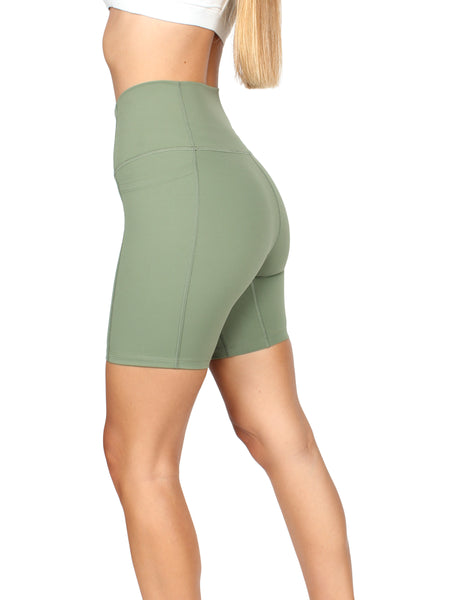 Extra comfy high waist bike shorts - sage green