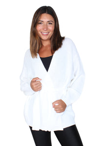 Knitted wrap cardigan - white