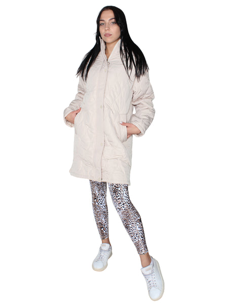 Quilted relaxed fit puffer  - latte