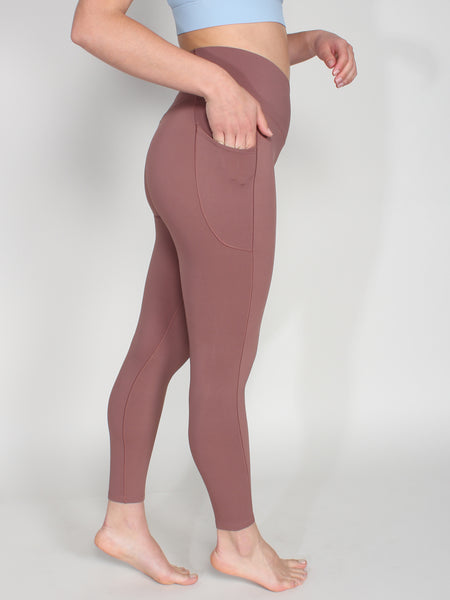 Crisscross high waist tights - pecan