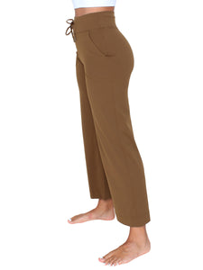 Wide leg drawstring yoga pants - copper