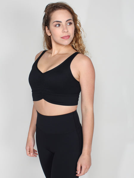 Pinched sports bra - black