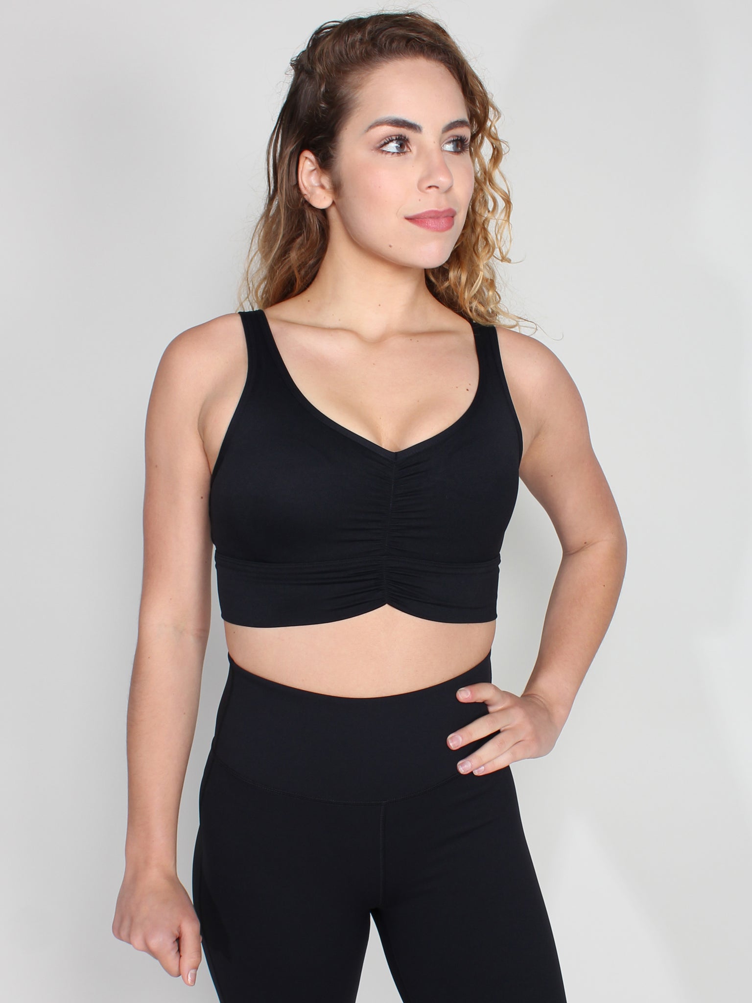 Pinched sports bra - black