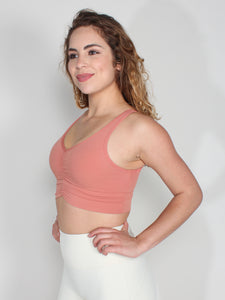 Pinched sports bra - coral