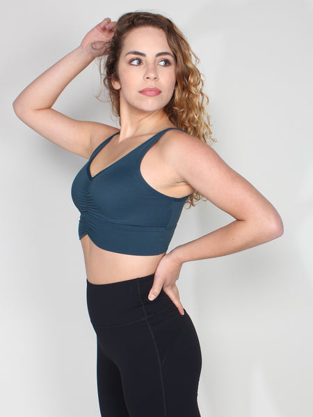 Pinched sports bra - dark teal