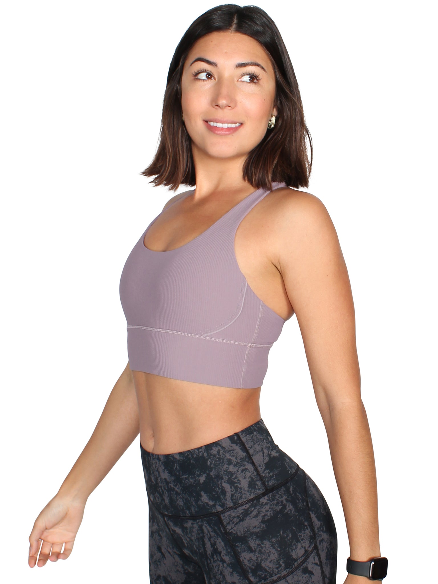 Ribbed long line sports bra - lotus – Blockout Clothing