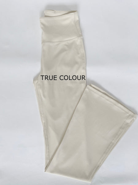 Flared yoga high waist tights - cream