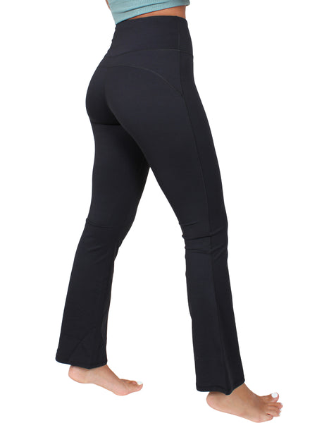 Flared yoga high waist tights - black