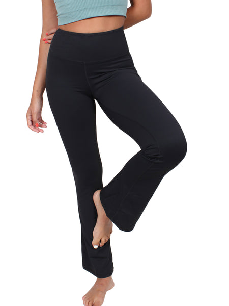 Flared yoga high waist tights - black