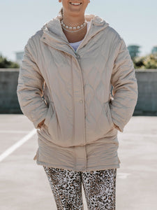 Quilted relaxed fit puffer  - latte